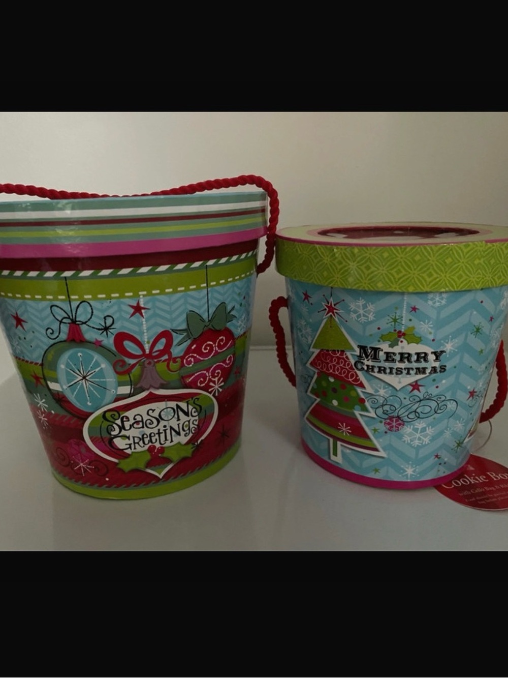 VTG new Cookie boxes Christmas holiday bin decor M + L